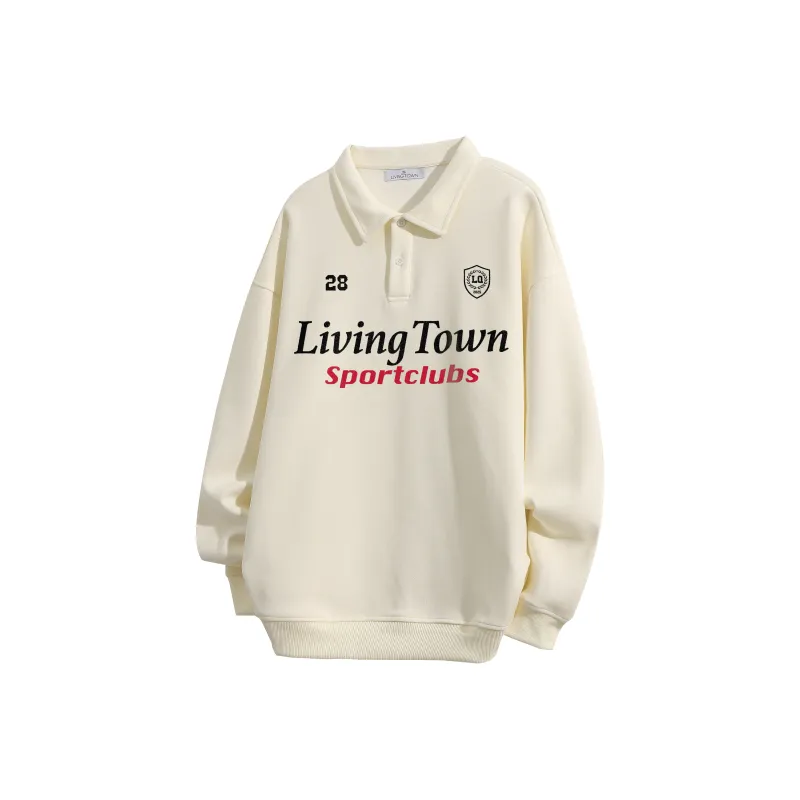 LIVINGTOWN Polo Shirt Unisex White Gray-2
