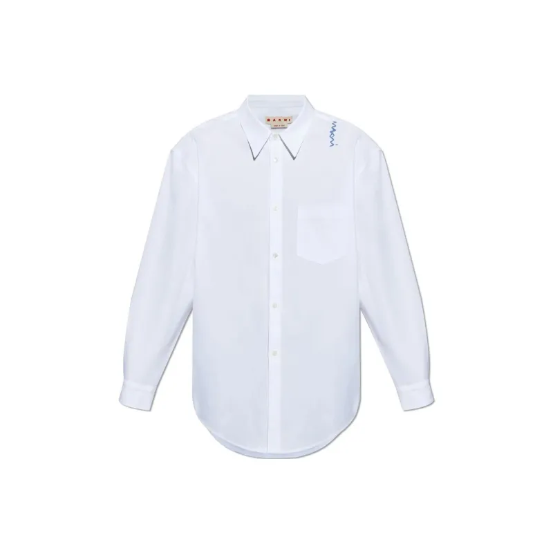 MARNI Logo Embroidered Oxford Shirt-0