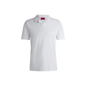 HUGO BOSS Slim Fit Stretch Cotton Polo Shirt With Johnny Collar Polo Shirt Men's White