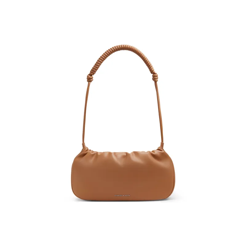 CHARLES&KEITH PU Shoulder Bag, Crossbody Bag Trumpets Women's Cream Milk White/Russet Brown Tawny-5