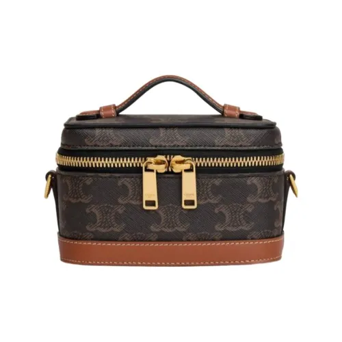 CELINE Triomphe Canvas Shoulder Bag, Crossbody Bag, Handbag square Women's Umber