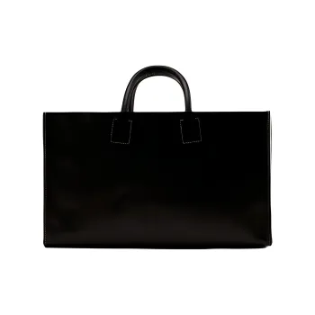 ZARA Buffalo Leather Tote Bag Shopping Bag Handbag Women's Black