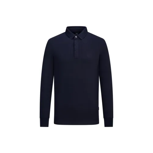 ARMANI EXCHANGE Logo Embroidered Long Sleeved Polo Shirt