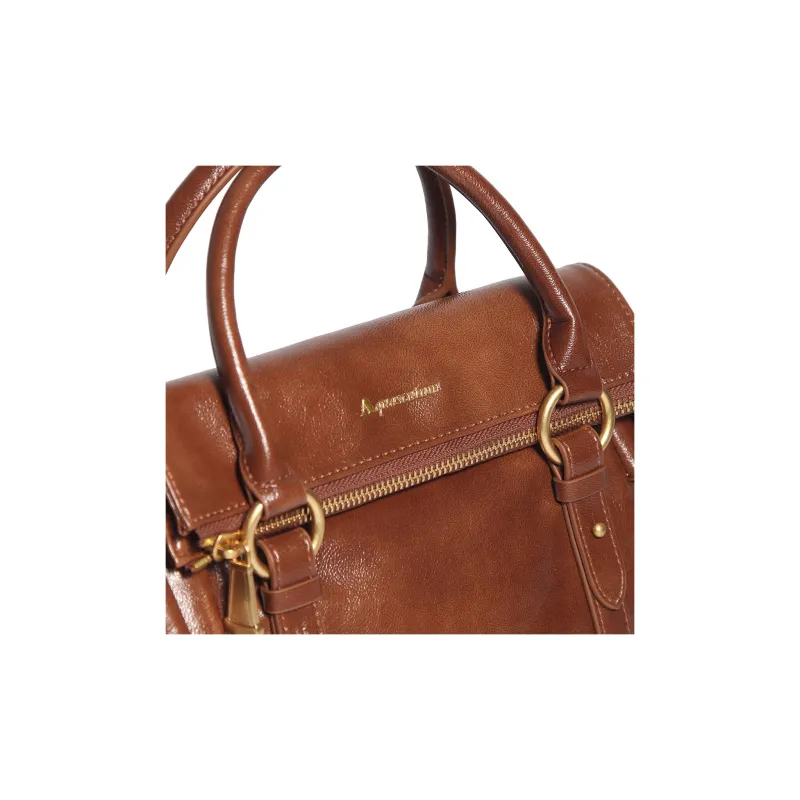 AQUASCUTUM Polyurethane Leather One Shoulder Handbag Women's Caramel-6