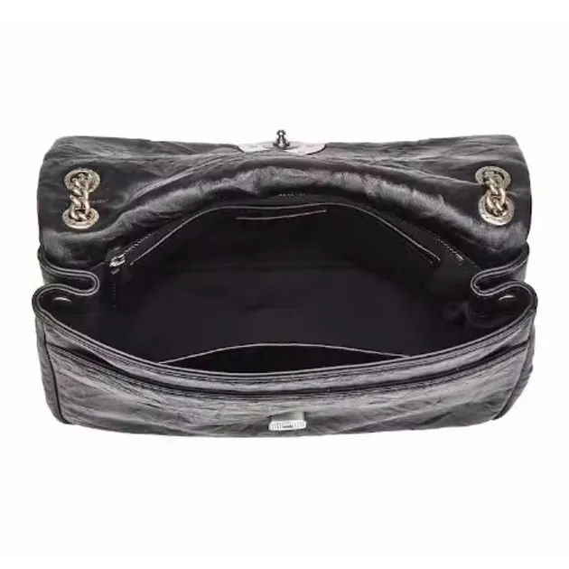 PECO Cow Leather Shoulder Bag Crossbody Bag Regular Women's Classic Black-3