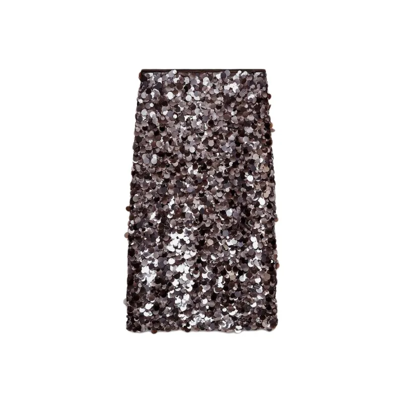 ZARA Casual Long Skirt Women's Dark Purple Red-1