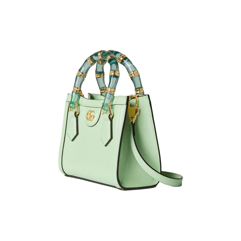 GUCCI Diana Polished Leather Tote Bag, Shopping Bag, Shoulder Bag, Handbag Mini Women's Light Green-1