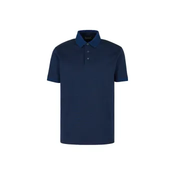 EMPORIO ARMANI Jersey Polo Shirt With All over Jacquard Lettering