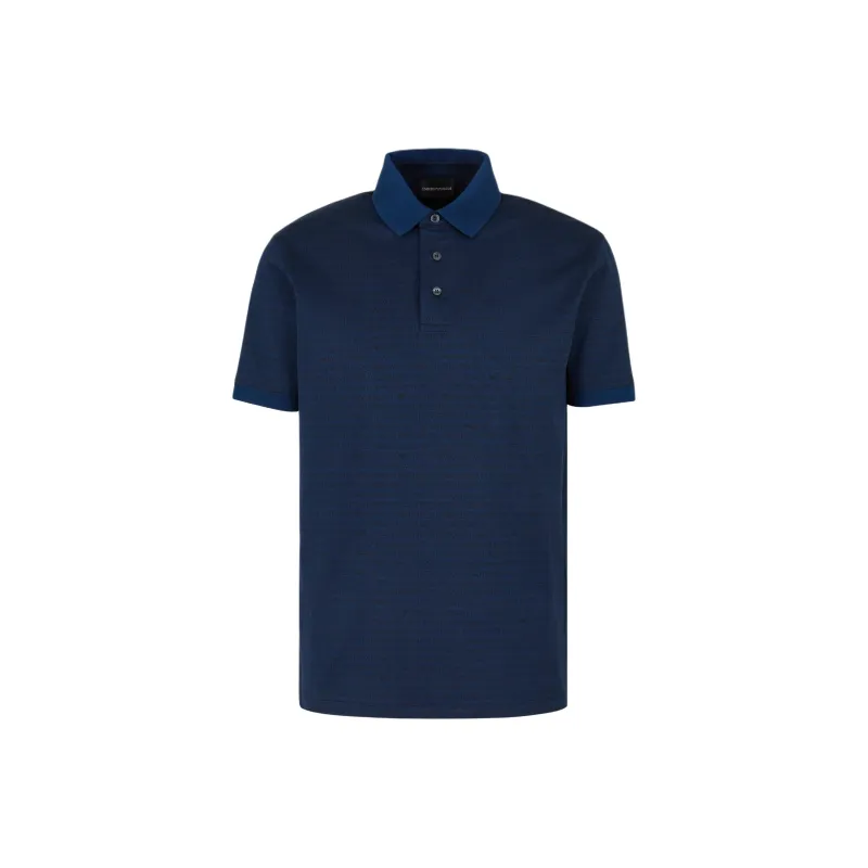 EMPORIO ARMANI Jersey Polo Shirt With All over Jacquard Lettering-0