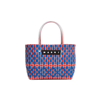 MARNI Polypropylene With Cow Leather Tote Bag, Shopping Bag, Handbag Women's Blue/Red