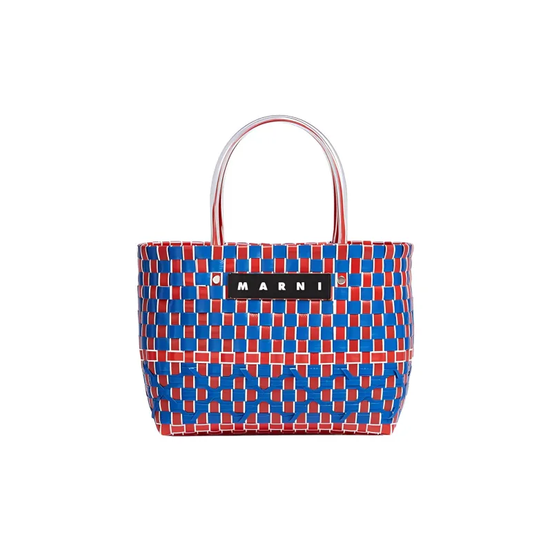 MARNI Polypropylene With Cow Leather Tote Bag, Shopping Bag, Handbag Women's Blue/Red-0