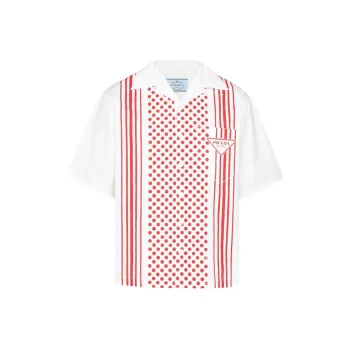 PRADA Shirts Men White Red