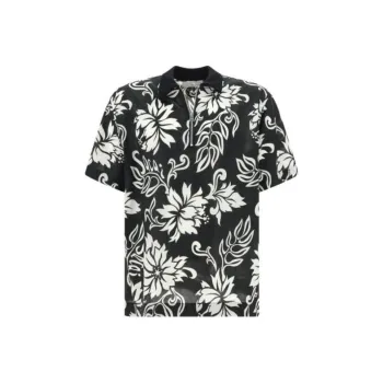 Sacai Allover Floral Printed Half-Zip Polo Shirt