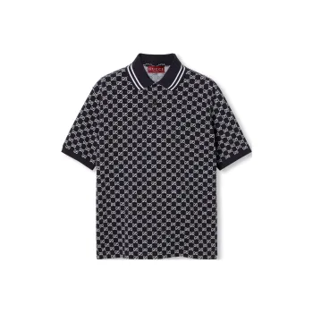 GUCCI All Over Monogrammed Collared Polo Shirt