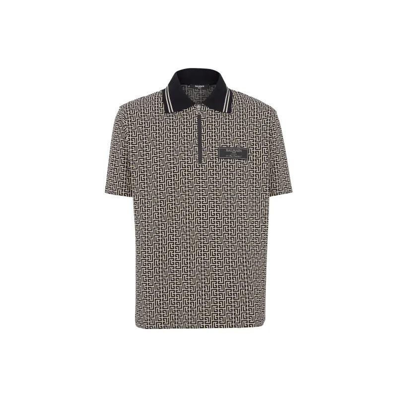 BALMAIN Monogram Jacquard Zipped Polo Shirt-0