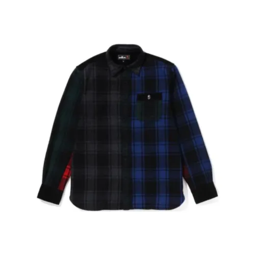 A BATHING APE Golf Flannel Check Wide Fit Shirt
