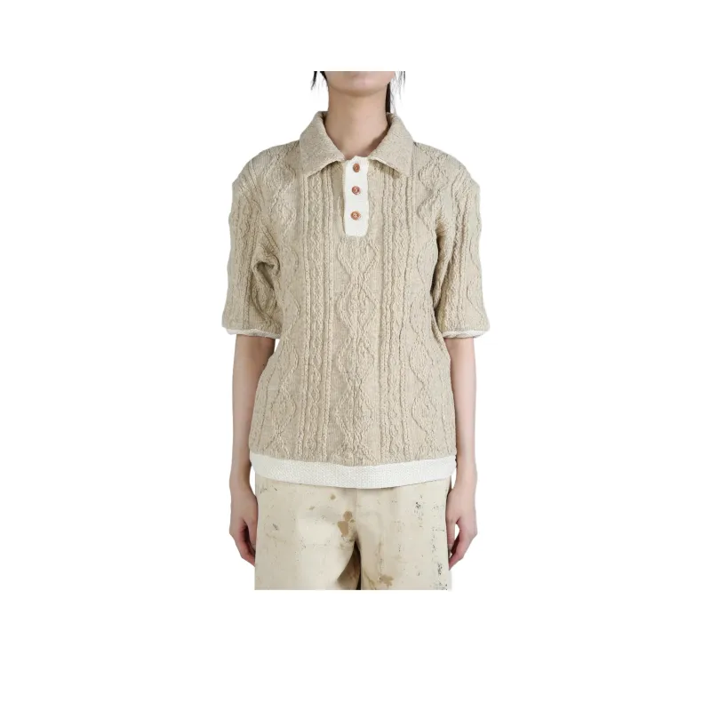 COMMUNS Textured Cable knit Polo Top-0