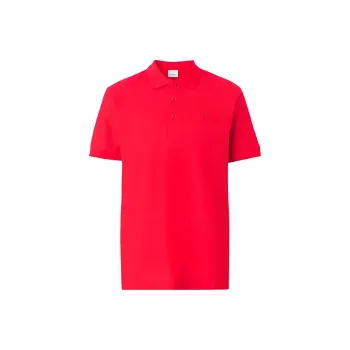 Burberry SS23 Men Solid Logo Printed Short Sleeve Polo Shirt Red