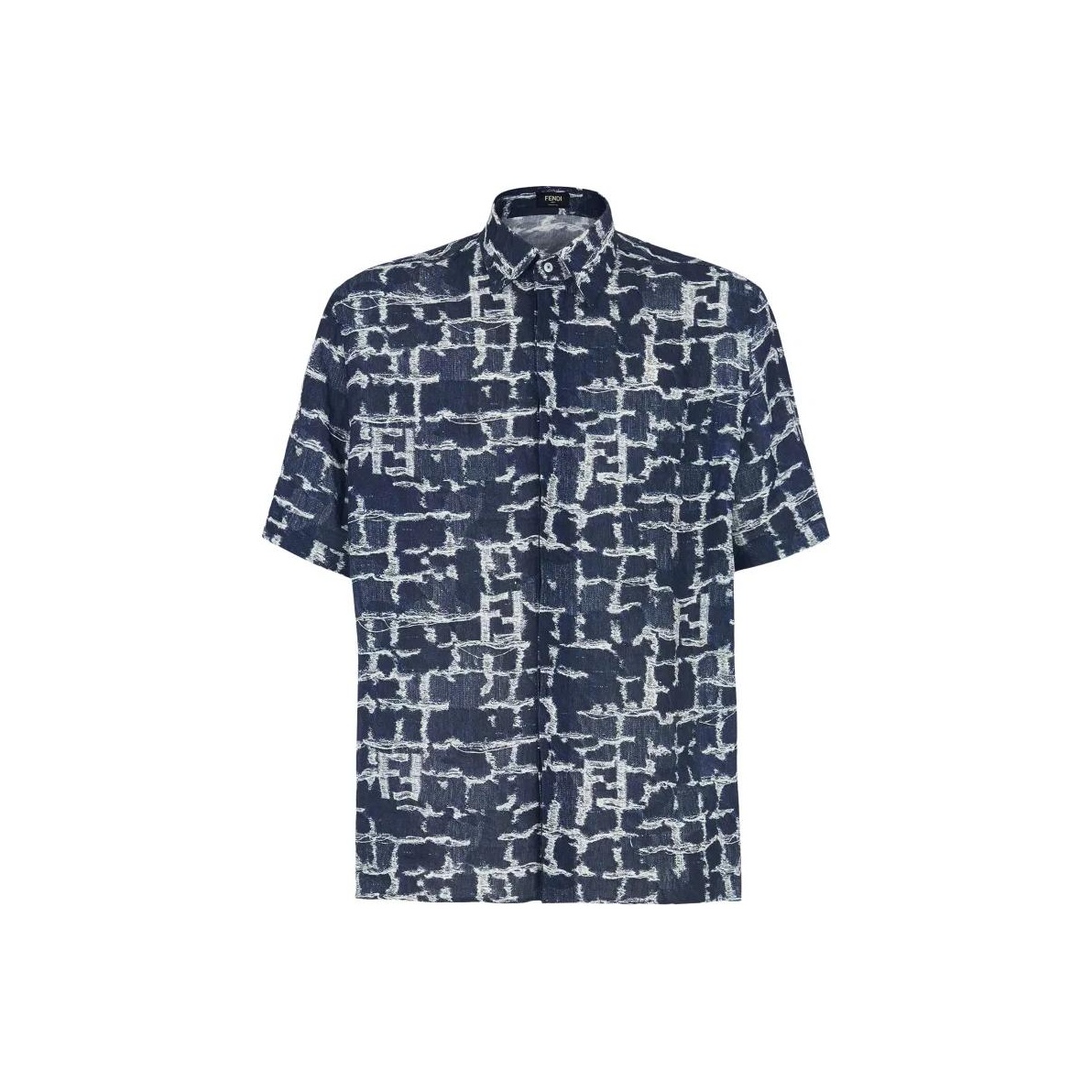 FENDI Ff Frayed Jacquard Short Sleeved Shirt 39 - POIZON