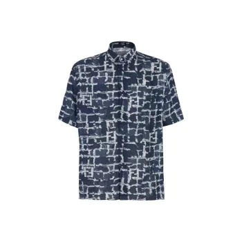 FENDI Ff Frayed Jacquard Short Sleeved Shirt