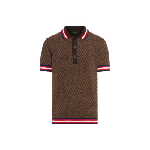 BALMAIN Monogram Pattern Merino Polo Shirt