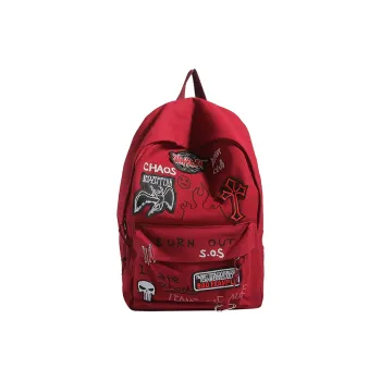 Kaka Tree Canvas Backpack Women's Red/Black