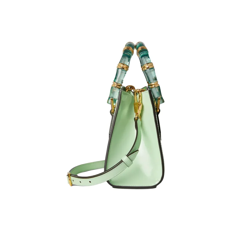 GUCCI Diana Polished Leather Tote Bag, Shopping Bag, Shoulder Bag, Handbag Mini Women's Light Green-2