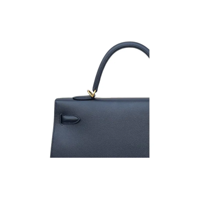 HERMES Kelly Epsom Leather Kelly Bag Handbag Women's Noir Black-2