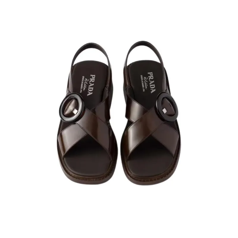 PRADA One Strap Sandals 3.5cm Women's Umber-3