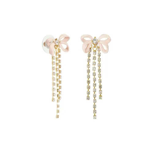 LES NEREIDES Gold Plated, Brass, Enamel, Glass, Rhinestone Earrings Women's Pink