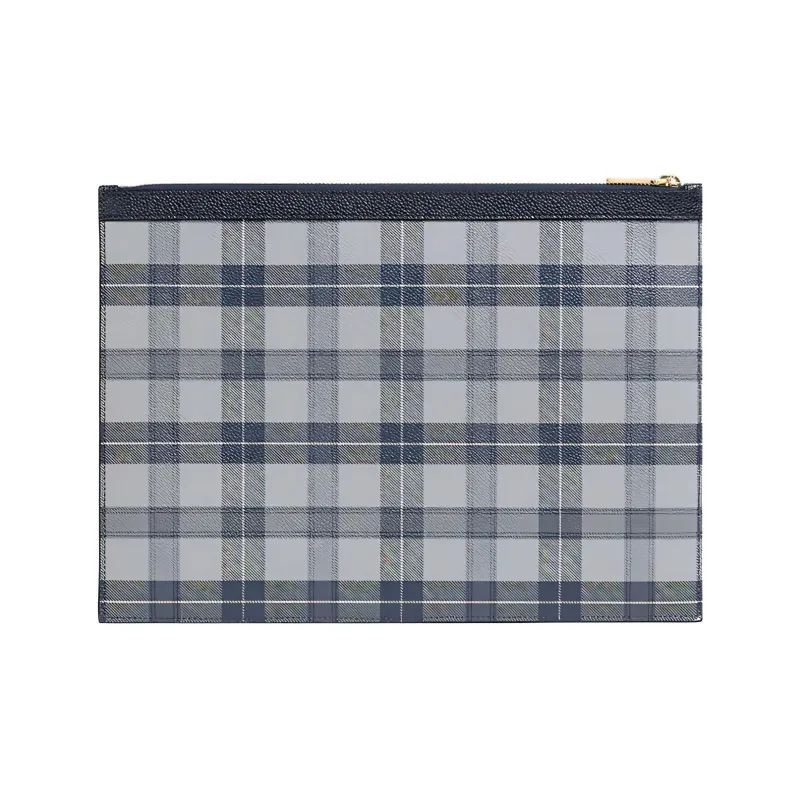THOM BROWNE All Over Tartan Print Medium Clutch Bag-1