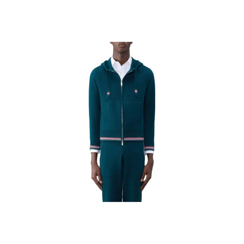 THOM BROWNE Cashmere Knitted Zip up Hoodie-0