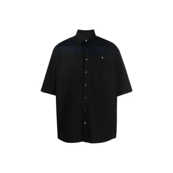 RAF SIMONS Ghost Slogan Print Bowling Shirt