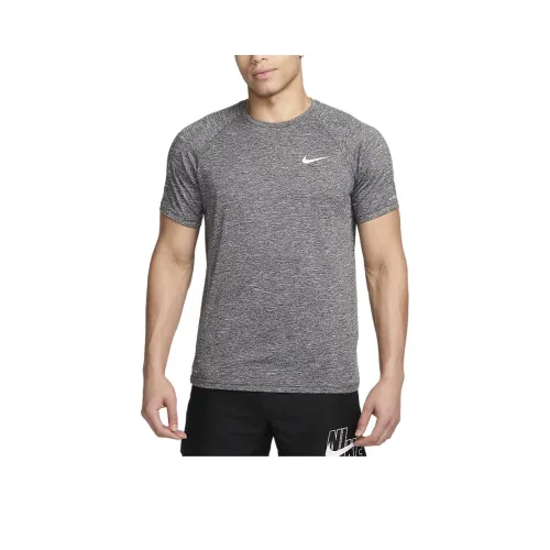 Nike Dri FIT Sport Heathered Short Sleeve Hydroguard Swim Shirt T Shirt Men's Gray Heather