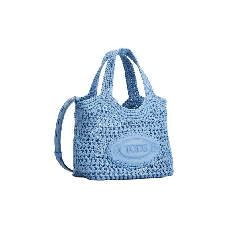 TOD'S Raffia Tote Bag, Shopping Bag, Shoulder Bag, Handbag Mini Women's Light Blue-1