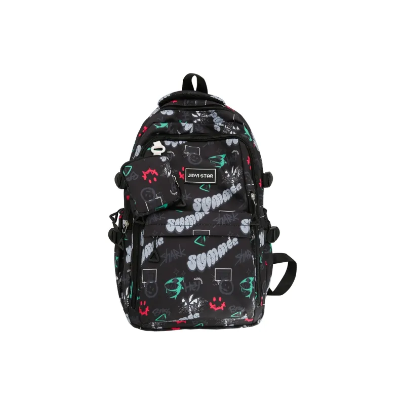 URBAN FOREST Nylon Backpack Unisex Red/Purple/Yellow/Green/Black-11