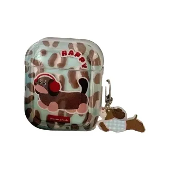 Beams Iphone16/15/14/13/12/11Pro/ProMax/Plus TPU Niche Cute Fun Dachshund Bluetooth Earphone Case Headphone Cases