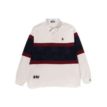 A BATHING APE Metal One Point L/S Color Blocking Rugby Polo