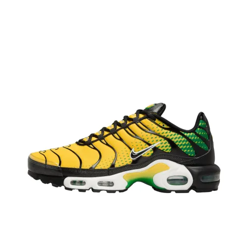 Nike Air Max Plus Anti Slip Wear Resistant Low Top Casual Running Shoes Unisex Yellow Black