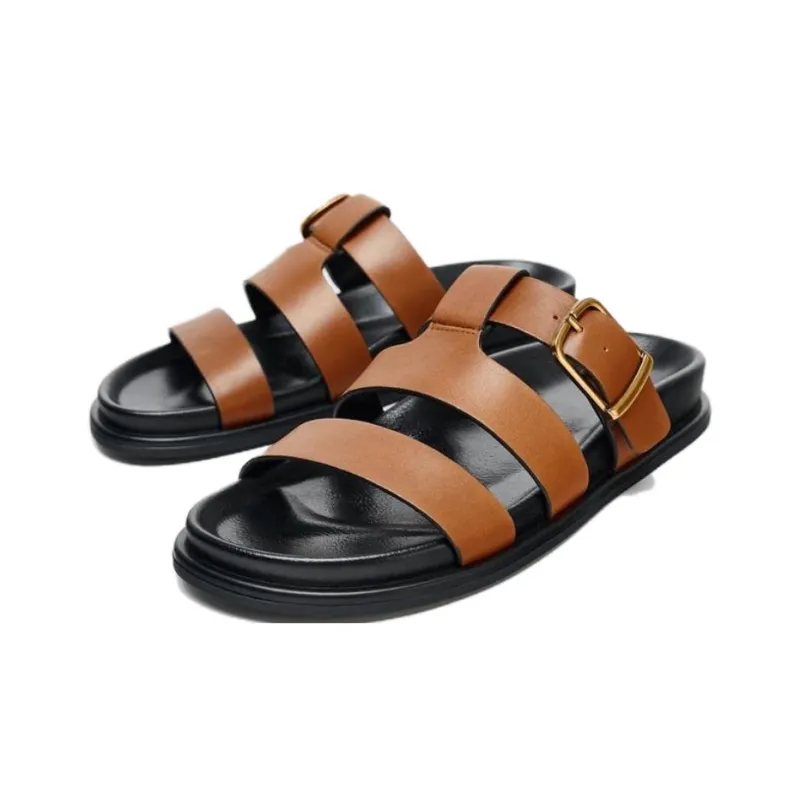 ZARA Slide Slippers Women's Brown-1