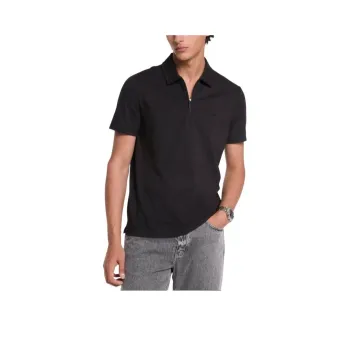 MICHAEL KORS Cotton Blend Piqué Zip Up Polo Shirt