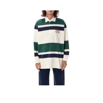 PALM ANGELS Striped Long Sleeved Polo Shirt