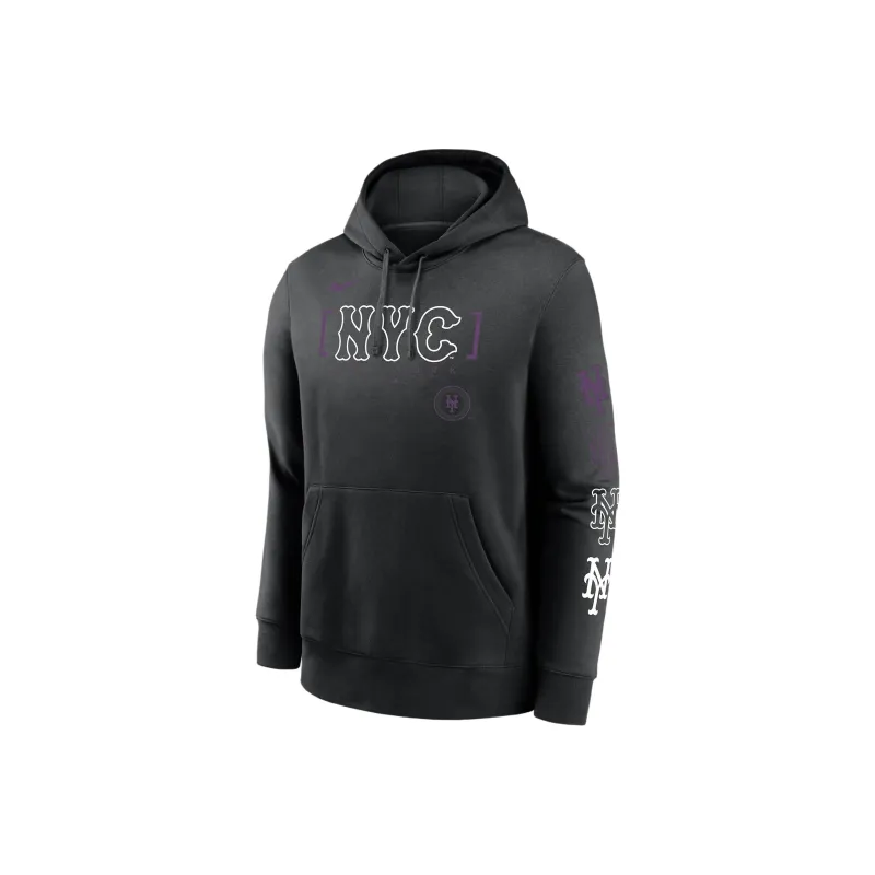 Nike MLB Collaboration New York Mets City Connect Club Sweatshirt New York Mets Men's Black-0