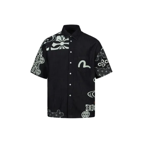 EVISU Shirts Men Navy Blue Full Floor