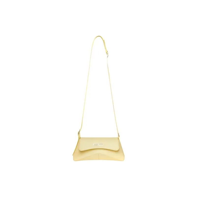 Balenciaga Cow Leather Flap Bag Shoulder Bag Crossbody Bag Small Size Women's Yellow Cream-1