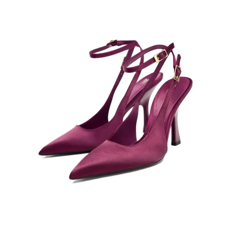 ZARA Slim Heel High Heels 11cm Women's Pink-2