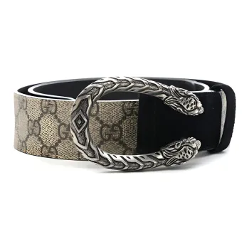 GUCCI Interwoven Letter Plate Buckle Leather Belts Men's Brown Width: 1.5cm