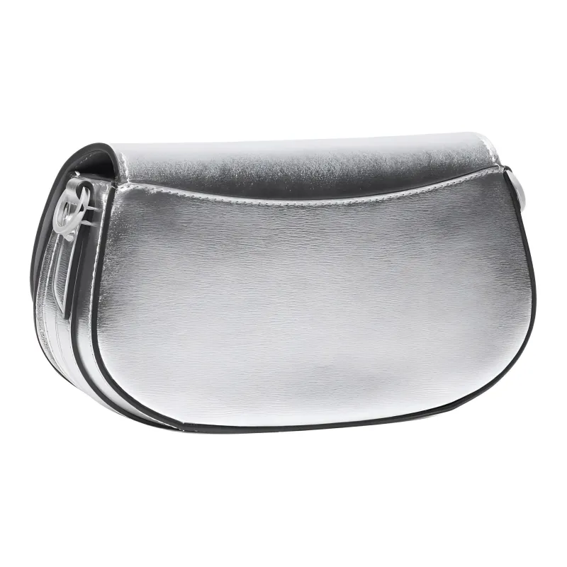 MICHAEL KORS Mila Split Cow Leather Shoulder Bag, Crossbody Bag Trumpets Women's Silver-1
