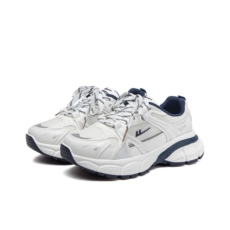 Warrior Abrasion Resistant Breathable Slip Resistant Low Top Casual City Commute Running Shoes Women's White Dark Blue-2