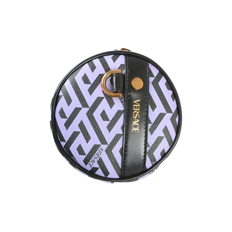 VERSACE Canvas With Leather Coin Purse Women's Purple & Black-2